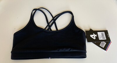 NEW! FourLaps Vitality Sports Bra size XS Black Crisscross Back NWT MSRP: $54