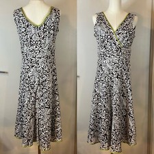 Vintage Y2K Robbie Bee Size 8 Brown White Floral Sleeveless Cotton A-line Dress