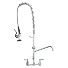 36" Commercial Pre-Rinse Faucet Wall Mount Kitchen Sink Faucet w/ Sprayer