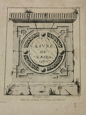 ANTIKE RADIERUNG STICH DAUPHINE DE BEAUVAIS LIVRE DE VASES 19x24cm