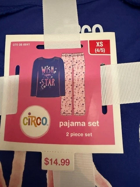 NEW CIRCO GIRLS PAJAMA SET 2 PIECE SLEEPWEAR - Wish Upon A Star - XS 4/5 - Image 2 of 3