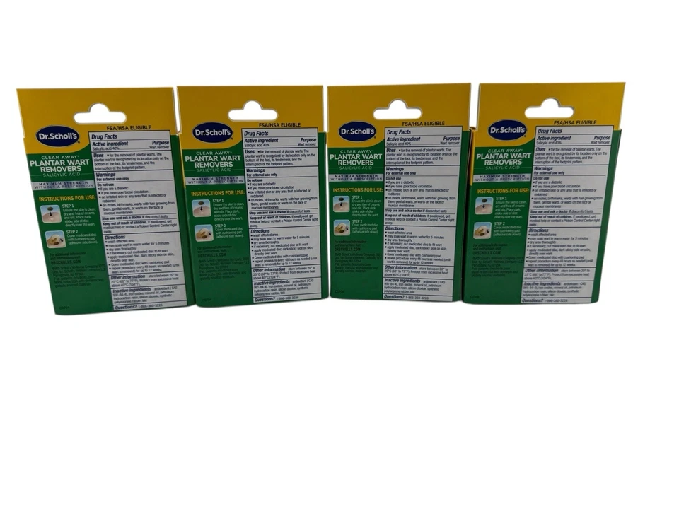 4x Dr. Scholl's Clear Away Plantar Wart Removers 24 Discs(Lot Of 4) Exp:03/2027 - Image 3 of 4