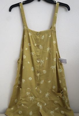 Volcom B2802501 Women's Sz L Dusty Green Allover Print Litehearted Romper