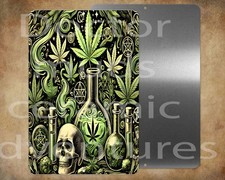 cool skull weed 420 style 8 x 12" metal sign Made in USA