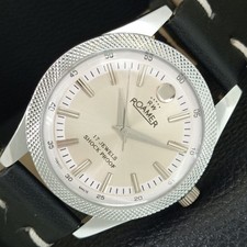 RARE ROAMER MECHANICAL SWISS MENS SILVER COLOR DIAL WATCH REFURBISHED a444915-1
