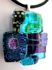 Dichroic Scuptured Fused Glass Pendant / Focal Piece / Handcrafed - TL Gallego 