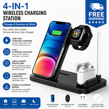 4 in 1 Fast Wireless Charging Station Stand for iPhone AirPods Apple Watch Dock