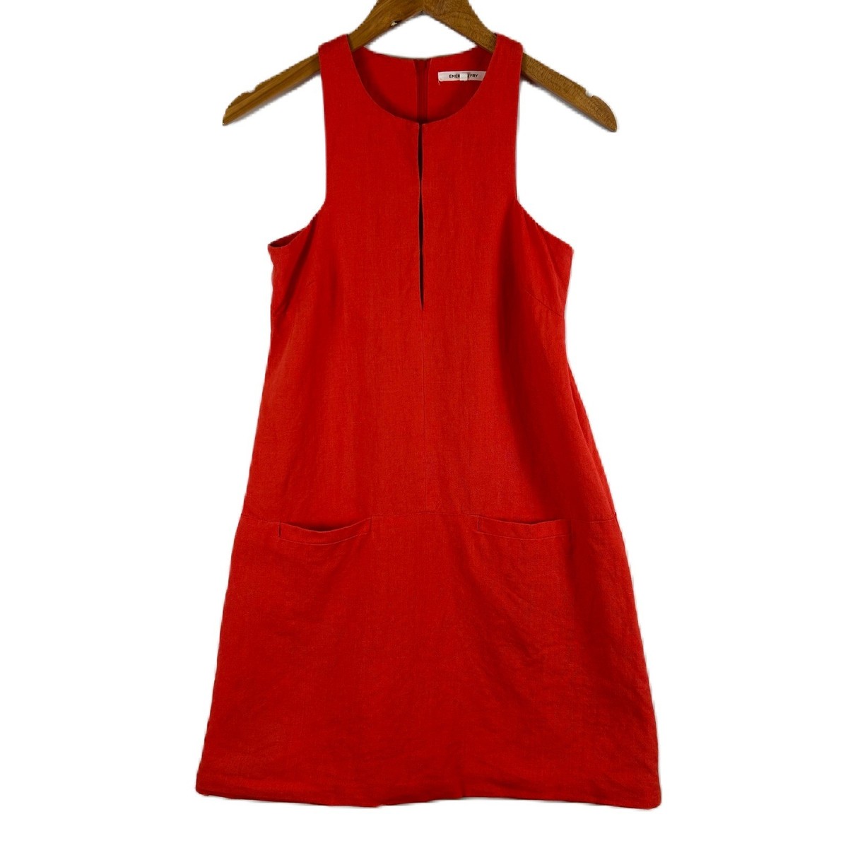 Emerson Fry Red Cutout Mod Linen Sleeveless Mini Dress Pockets XXS | eBay