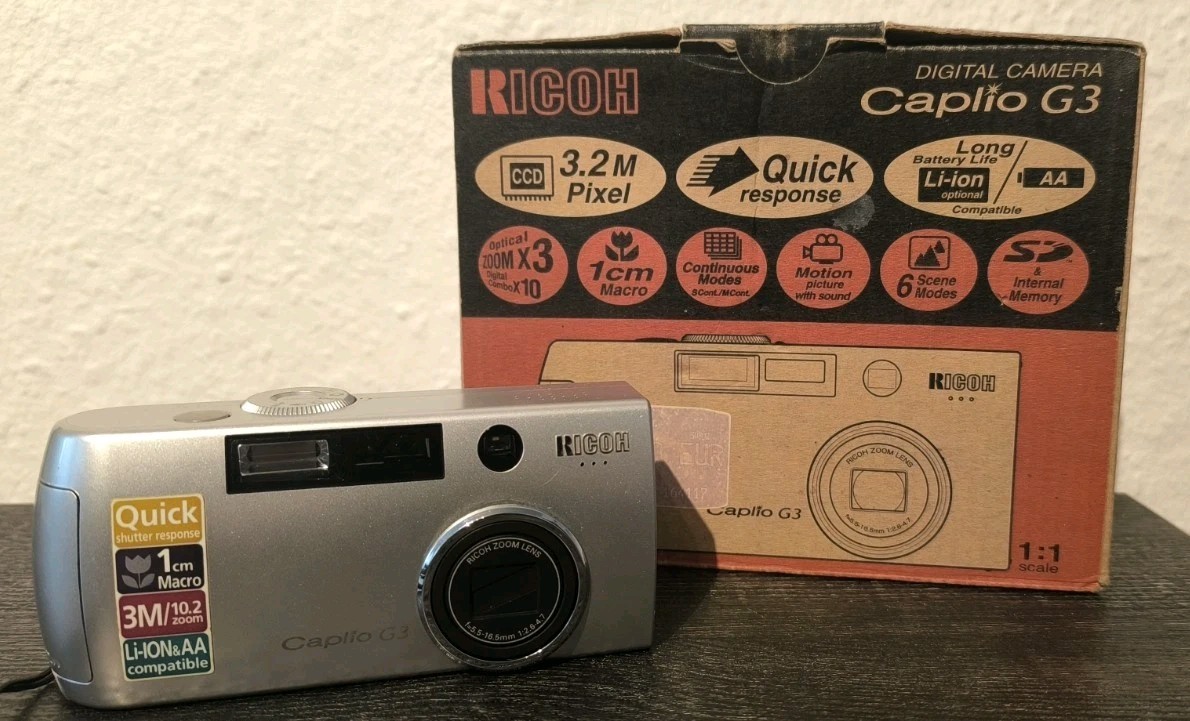 Ricoh Caplio G3 Kamera Digitalkamera Kompaktkamera 3.2MP Vintage mit OVP