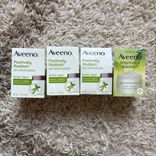4x Aveeno Positively Radiant Gel Moisturizer All Skin Types 1.7oz/48g