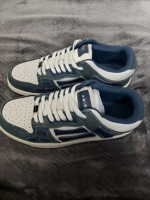 AMIRI Skel Top Low Men's Low Top Lace Up Sneaker Blue/White Colorblock New