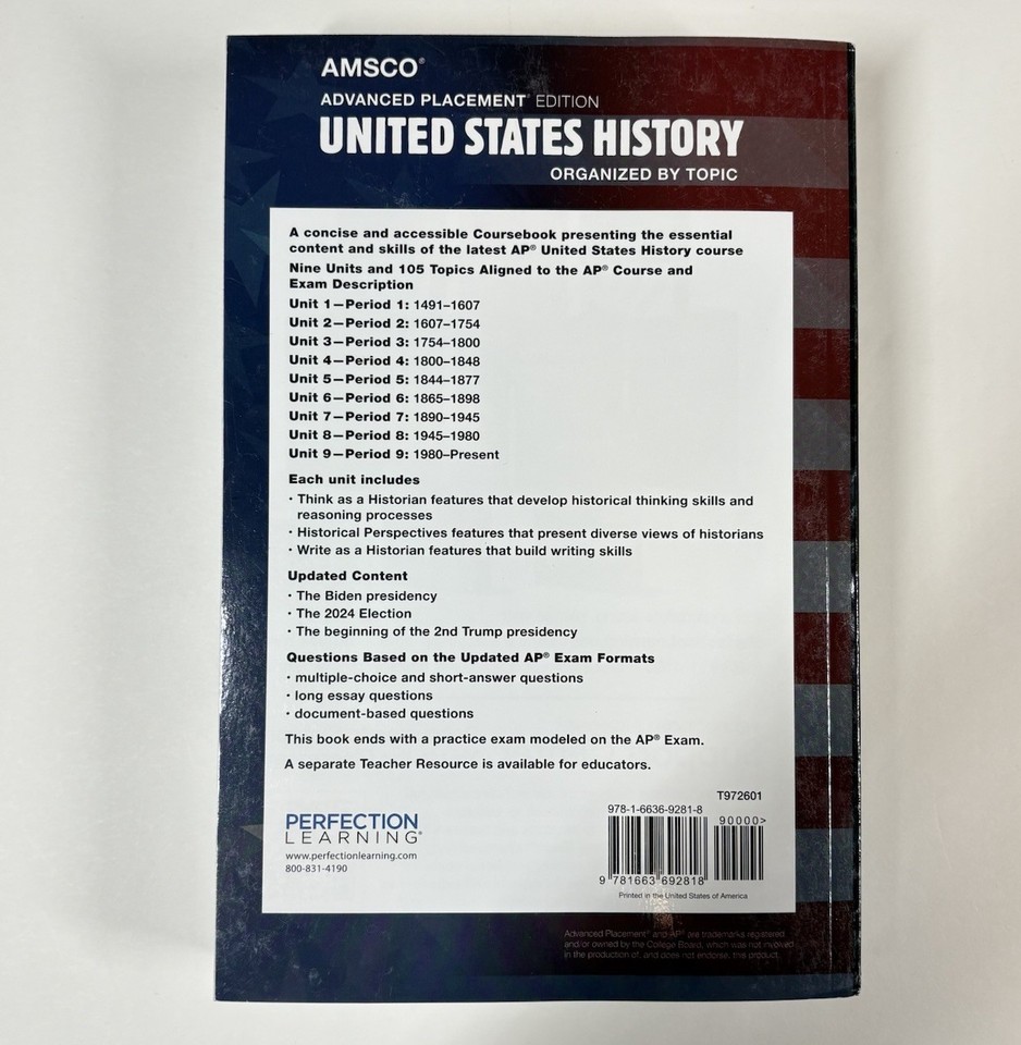 AMSCO Advanced Placement AP United States History Fourth Edition 2026 ...