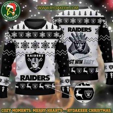 NFL Las Vegas Raider Just Win Baby Christmas Ugly Sweater All Sizes