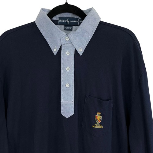 Vintage Polo Ralph Lauren Men's XL 381 Bleecker Dragon Crest Rugby Polo Shirt - Image 1