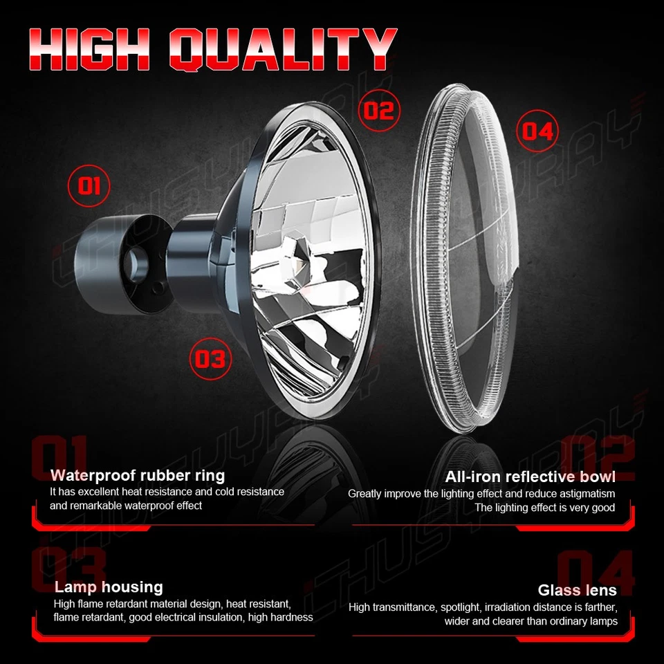 Par de faros LED redondos de 7 pulgadas para Ford F100 F 150 F250 1969-1978 haz alto y bajo Foto 2 de 4