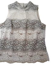 White House Black Market Lace Halter Top Women's Size 12 Nude Lining Gold