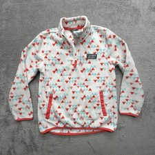 Eddie Bauer Jacket Youth Medium 10-12 White Fleece 1/4 Zip Geometric Pullover
