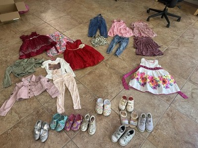 Girl Size 4/4T  5T w/ shoes Clothing big lot Dresses & lots shoes