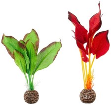 Silk Plant Set Small Green Red 46099 Aquarium Decoration