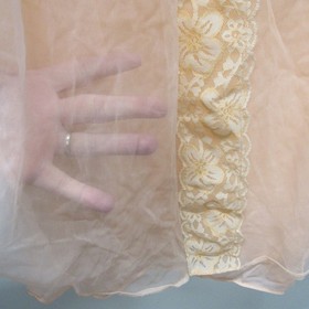 Vintage 60s Durelle Lingerie Night Gown M Peach Orange Chiffon Nylon 2 Layer 💰