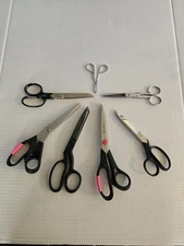 Lot Of 6 Sewing Scissors Lot Wiss Betakut Singer Mundial Gingher
