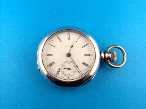 1906 ANTIQUE ELGIN GRADE 309 POCKET WATCH--7j--18s--STERLING(?)--PARTS/REPAIR