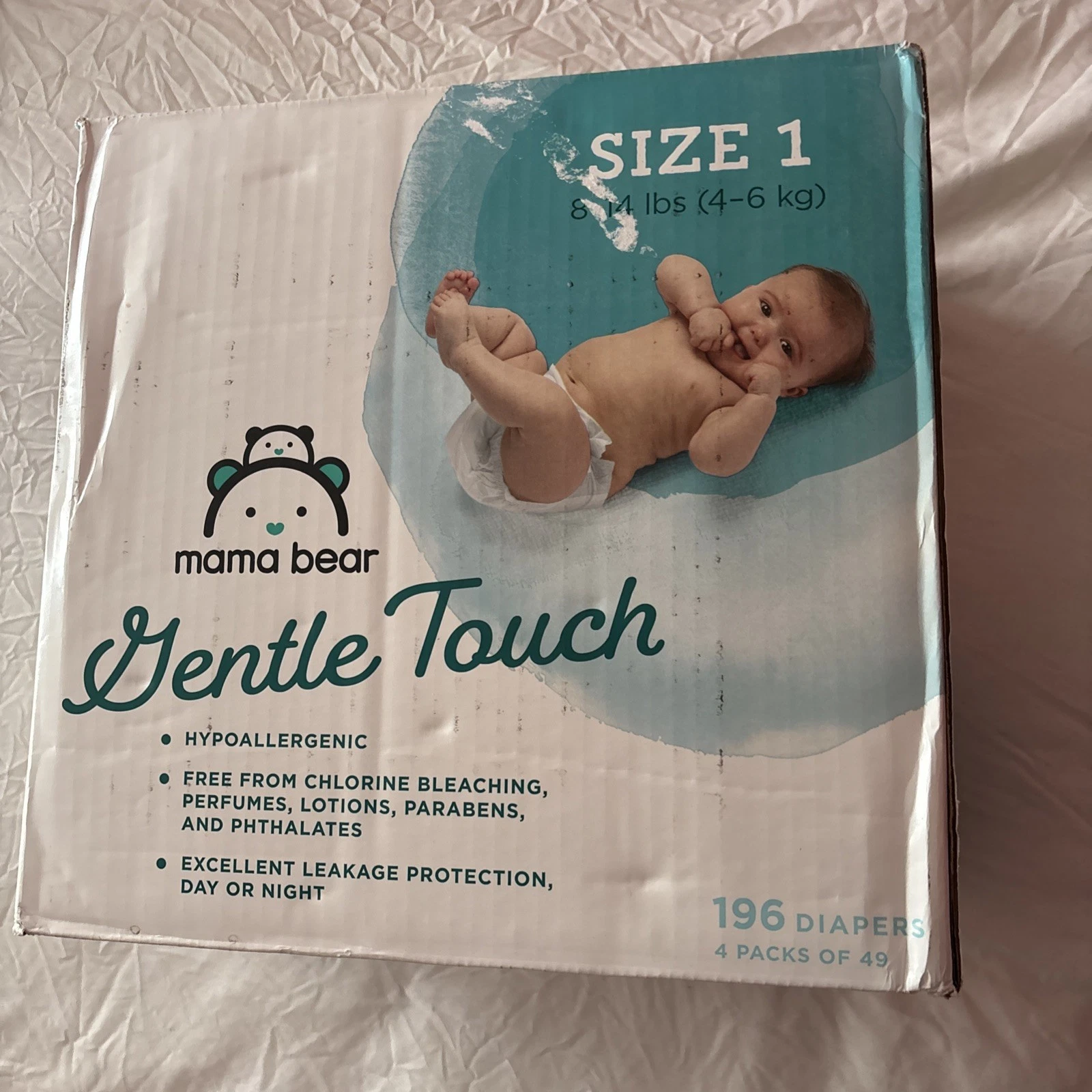 Gentle Touch Diapers, Hypoallergenic, Size 1 (4 packs of 49)