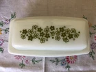 VINTAGE PYREX SPRING BLOSSOM GREEN BUTTER DISH CRAZY DAISY  72-B READ