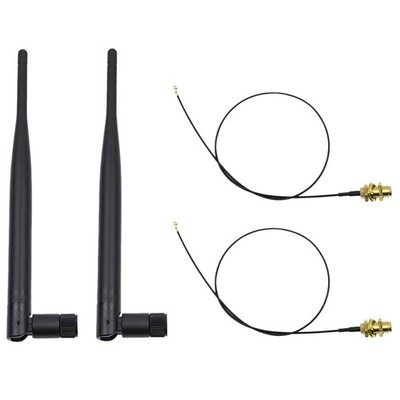 6DBI 2,4GHz 5GHz Dual-Band-WiFi-RP-SMA-Antenne + 1x 12 cm U.FL IPEX-Kabel N8S5 