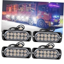 4-Pack Aluminum LED Strobe Light  12 LEDs Per Light  18 4 Packs Amber/White