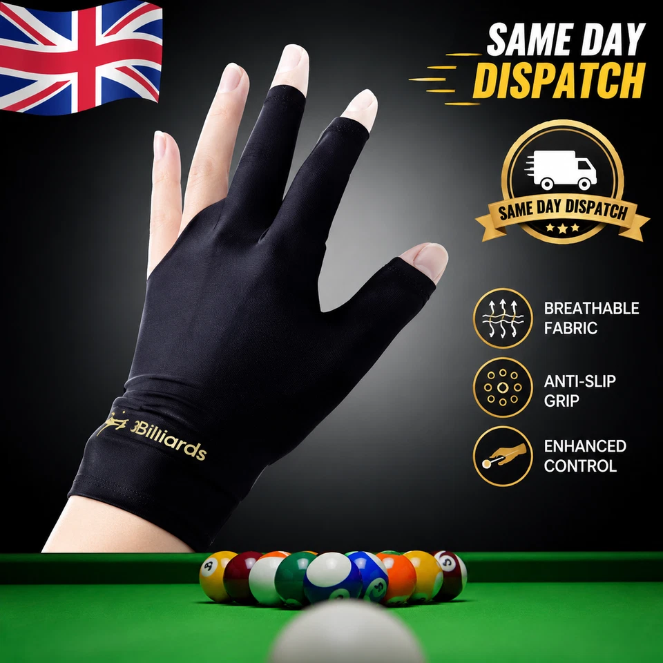 Spandex Snooker Billiard Cue Gloves Pool Left Hand Open Three Finger Glove FT - Image 1 of 4