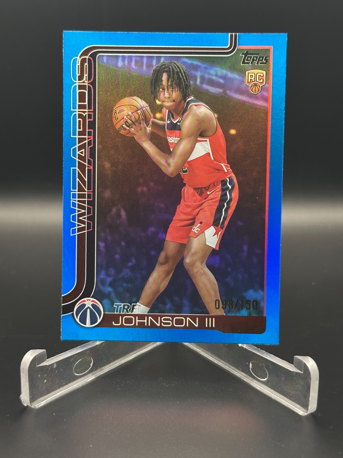 2025-26 Topps Blue Rainbow #206 Tre Johnson III RC Rookie Card Wizards 98/150