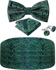 Paisley Cummerbund and Bow Tie Set Adjustable Formal Men's Cumberbund Tuxedo Bow