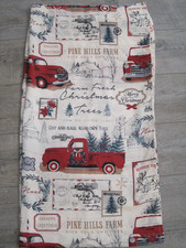 OLD RED TRUCK  TREE FARM Christmas Fabric Shower Curtain Approx. 70"x70" VGUC