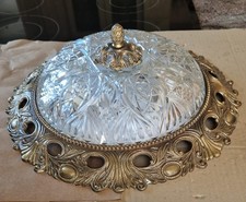 Alte Massive große Plafoniere Deckenlampe aus Messing Art Jugendstil