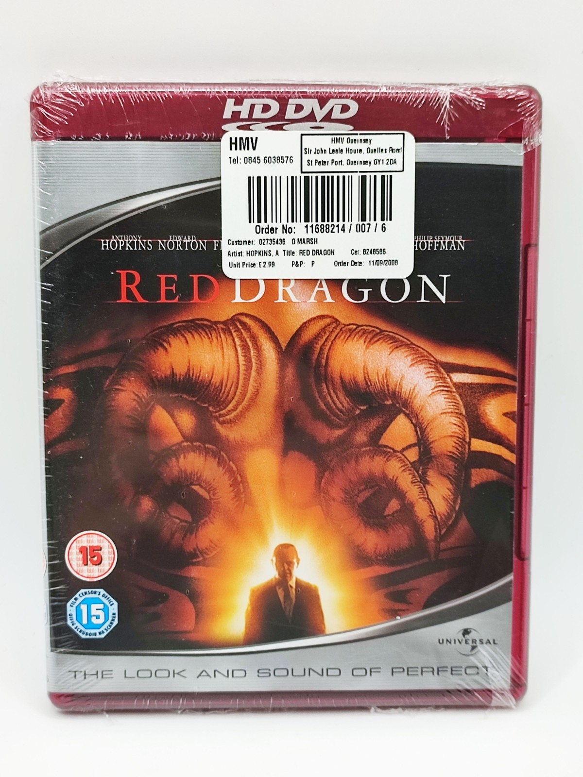 2002 FACTORY SEALED HD DVD - RED DRAGON - ANTHONY HOPKINS ED NORTON