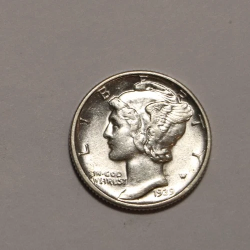 1939 D Mercury Dime 10C Cents Silver, AU+!