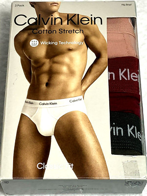 Calvin Klein Men s Hip Briefs SZ X-Large 3-Pk Classic Fit Cotton Stretch Multi..