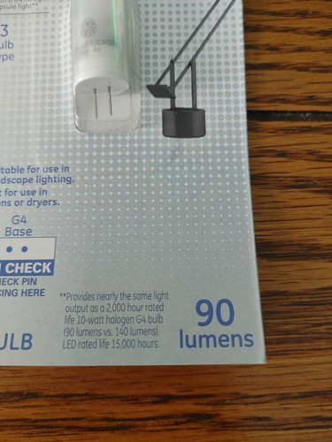 GE LED Desk Lamp Light Bulb Warm White 10W Replacement 1W T3 G4 Base 90 Lumens - Picture 5 of 10