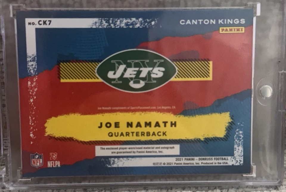 JOE NAMATH 2021 DONRUSS CANTON KINGS AUTO JERSEYPATCH 7/10