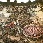 VINTAGE FRENCH AUBUSSON STYLE TAPESTRY WALL HANGING WOVEN TAB TOP BORDER 80"x34"