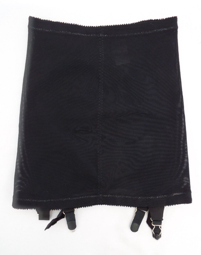 Vintage Neiman Marcus Black Open Bottom Girdle 4 Garter Clips XS Nylon Spandex - Picture 6 of 11