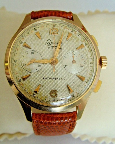 Orologio Cronografo LORENZ carica manuale bicompax cassa ottone plac oro  anni 50 | eBay