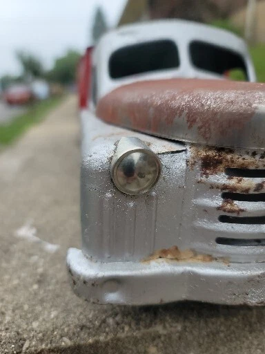 ВИНТАЖНЫЙ 1940-е СТРУКТУРО Красный и Серебряный Самосвал ОРИГИНАЛЬНЫЙ Tonka Игрушки Декор - Изображение 4 из 4