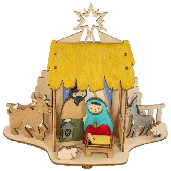 Bastelset Kuhnert Teelichthalter Krippe Aus Holz Zum Zusammenbauen Weihnachten-image