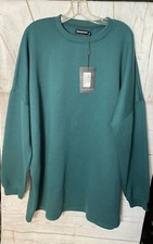 Prettylittlething Sweater Dress, Oversized Sweater, Long Sleeve Teal Women’s 14