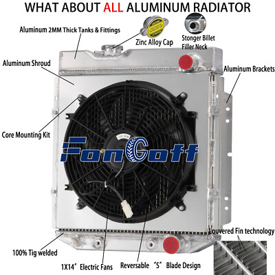 2 Row Radiator Shroud Fan FIT 1960-65 Ford Falcon Ranchero Comet 1964-66 Mustang