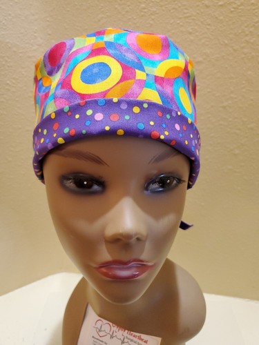 Sombrero/Gorra Exfoliante Quirúrgico Círculos Brillante Pixie Calavera Para Mujer Hecha a Mano - Imagen 3 de 9