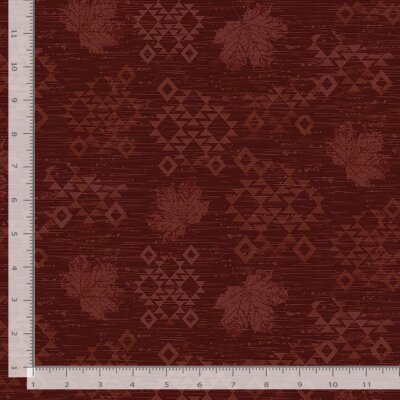 LEAVES AND GEO PATTERN Nature CD1702 Rust Timeless Durable Cotton Fabric
