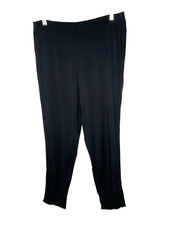 AnyBody Pants Size Petite Small Black Drapey Stretch Woven Pull-On A623885 NEW